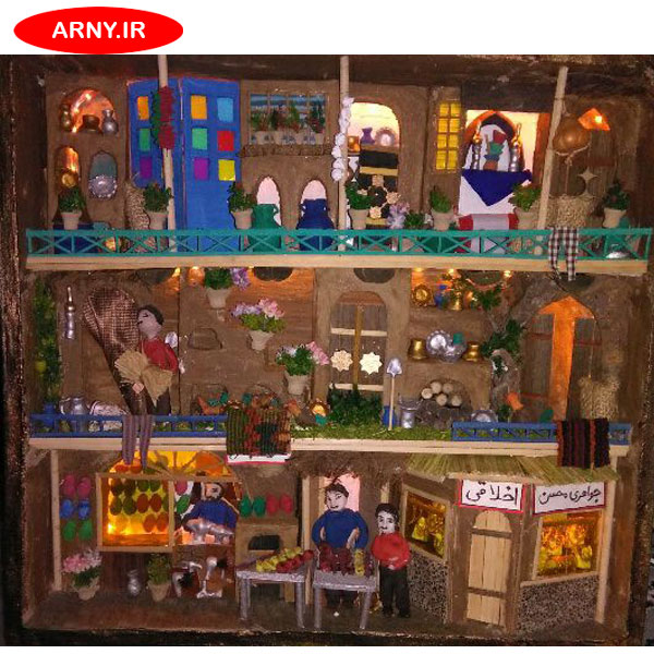 تابلو تزئینی محله چراغ دار چوبی تابلو تزئینی محله چراغ دار